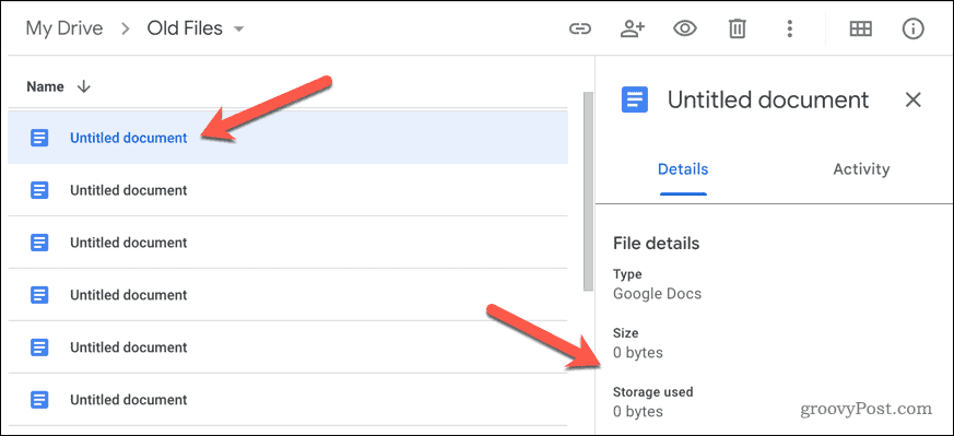 Show file size in Google Docs