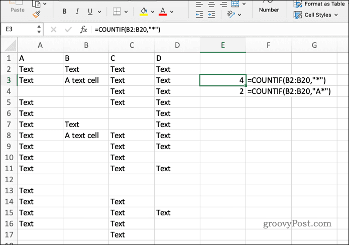 COUNITF formula in Excel