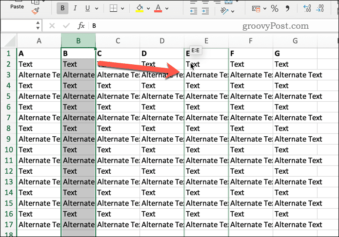 Moving a column in Excel