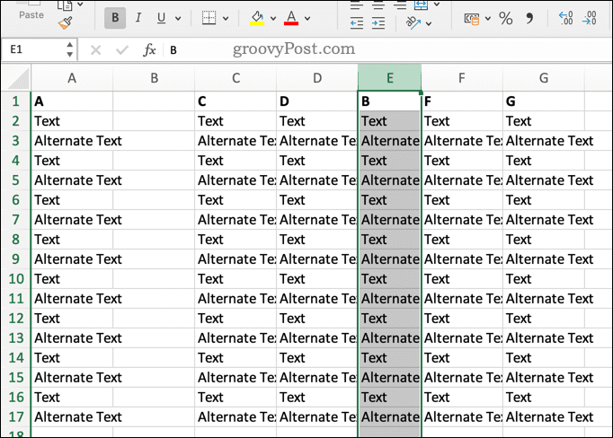 Overwriting an Excel column