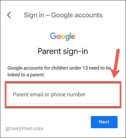 gmail child account email