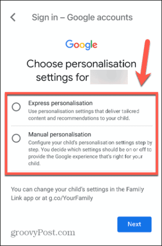 gmail child account personlization
