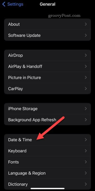 iPhone date and time settings