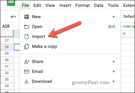 Import in Google Sheets