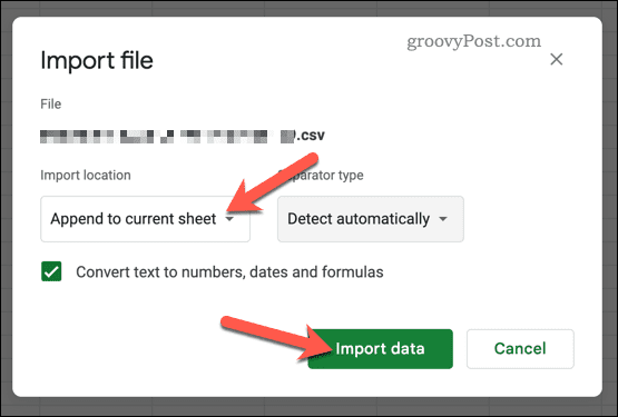 Import file in Google Sheets