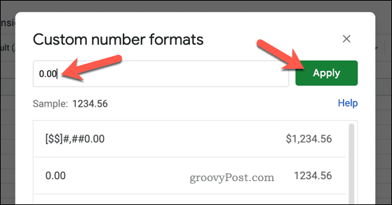Set custom number format in Google Sheets