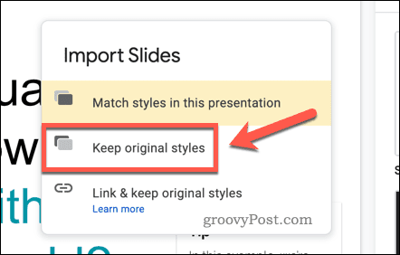 Importing slides in Google Slides