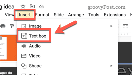 Inserting a text box in Google Slides