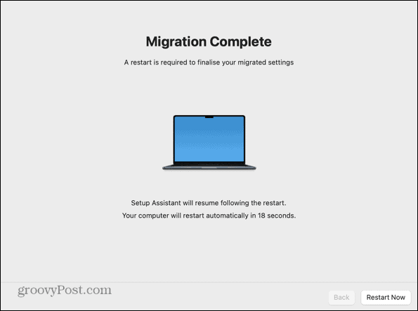 migration assistant complete