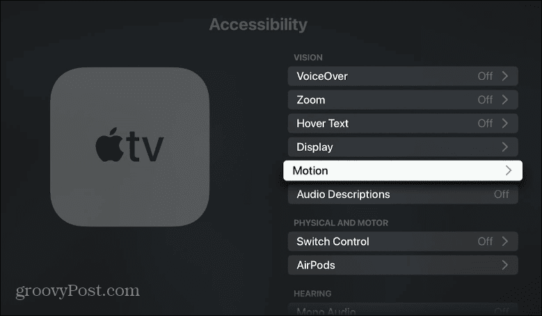 Disable autoplay of video and sound on Apple TV