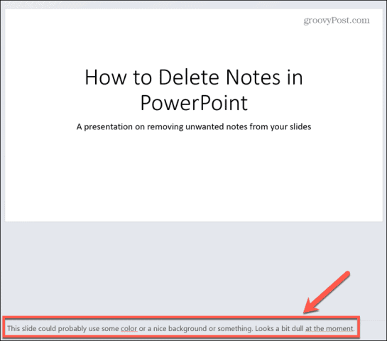 presentation delete notes