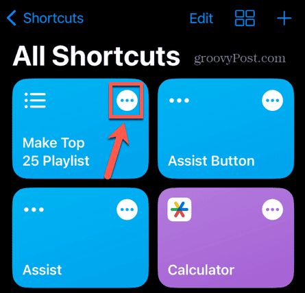 shortcuts three dots