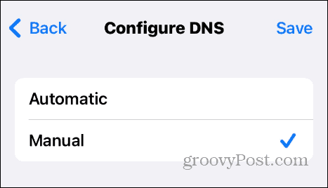 configure iPhone and iPad DNS settings to Auto or Manual