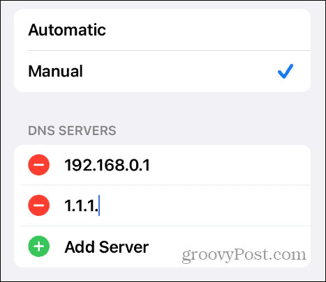 Manually update DNS settings on iPhone or iPad