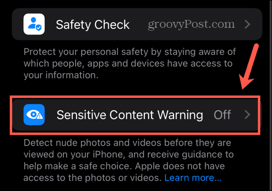 ios sensitive content warning settings