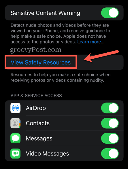 ios view safety resources