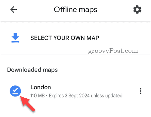 Example downloaded offline Google Maps map