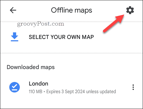 Settings for offline Google Maps maps