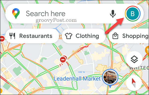Tap Google Maps profile icon