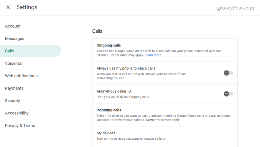 settings for calls, voicemail, more