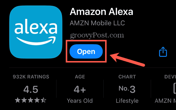 alexa app open button