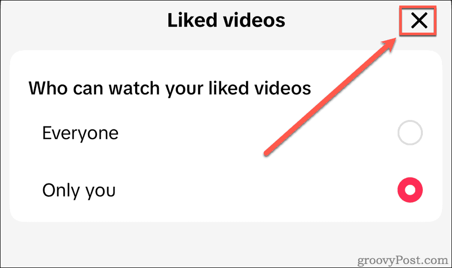 Choose privacy level for liked videos