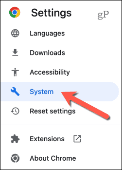 Open the System Settings menu in Chrome