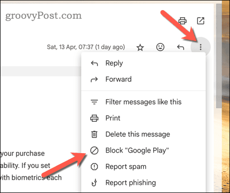 Blocking a Gmail sender