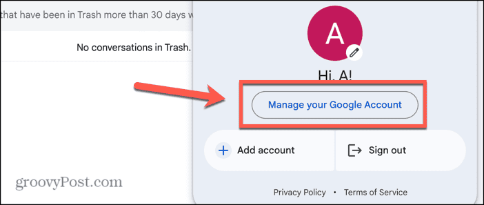 gmail manage account