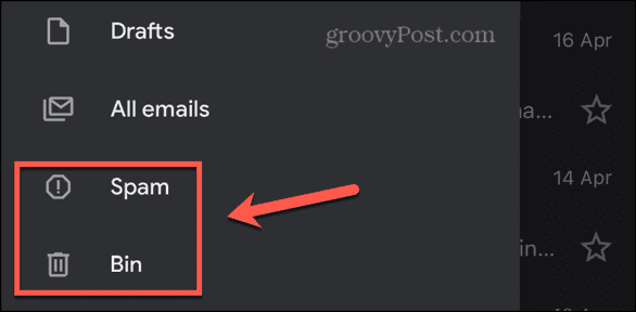 gmail spam and trash folders