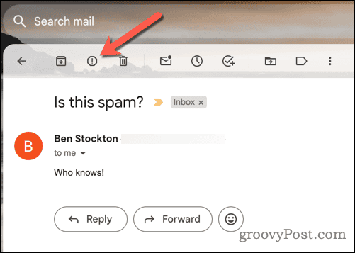 Setting a Gmail email as spam