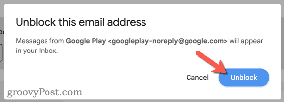 Unblocking a Gmail sender