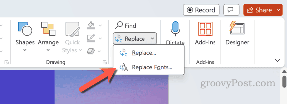 Replacing a PowerPoint font