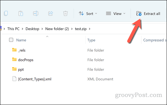 Extracting a PowerPoint zip file