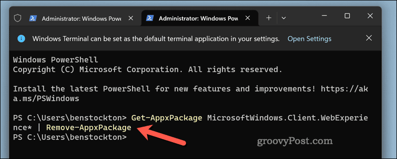 Removing the web experience pack applet from Windows