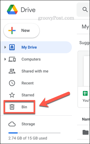 Google Drive trash folder
